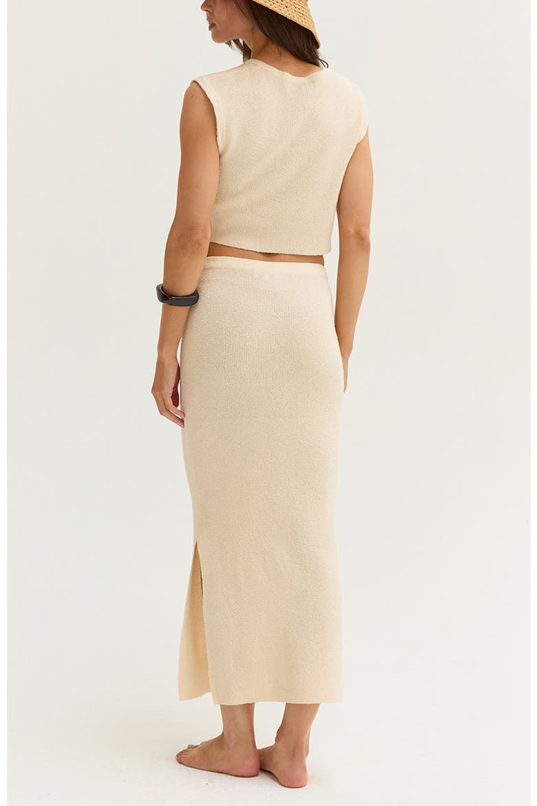 Pebbled Knit Maxi Skirt Set, Alternate, color, Cream