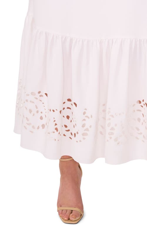 Halogenr Halogen(r) Eyelet Ruffle Midi Skirt In Bright White