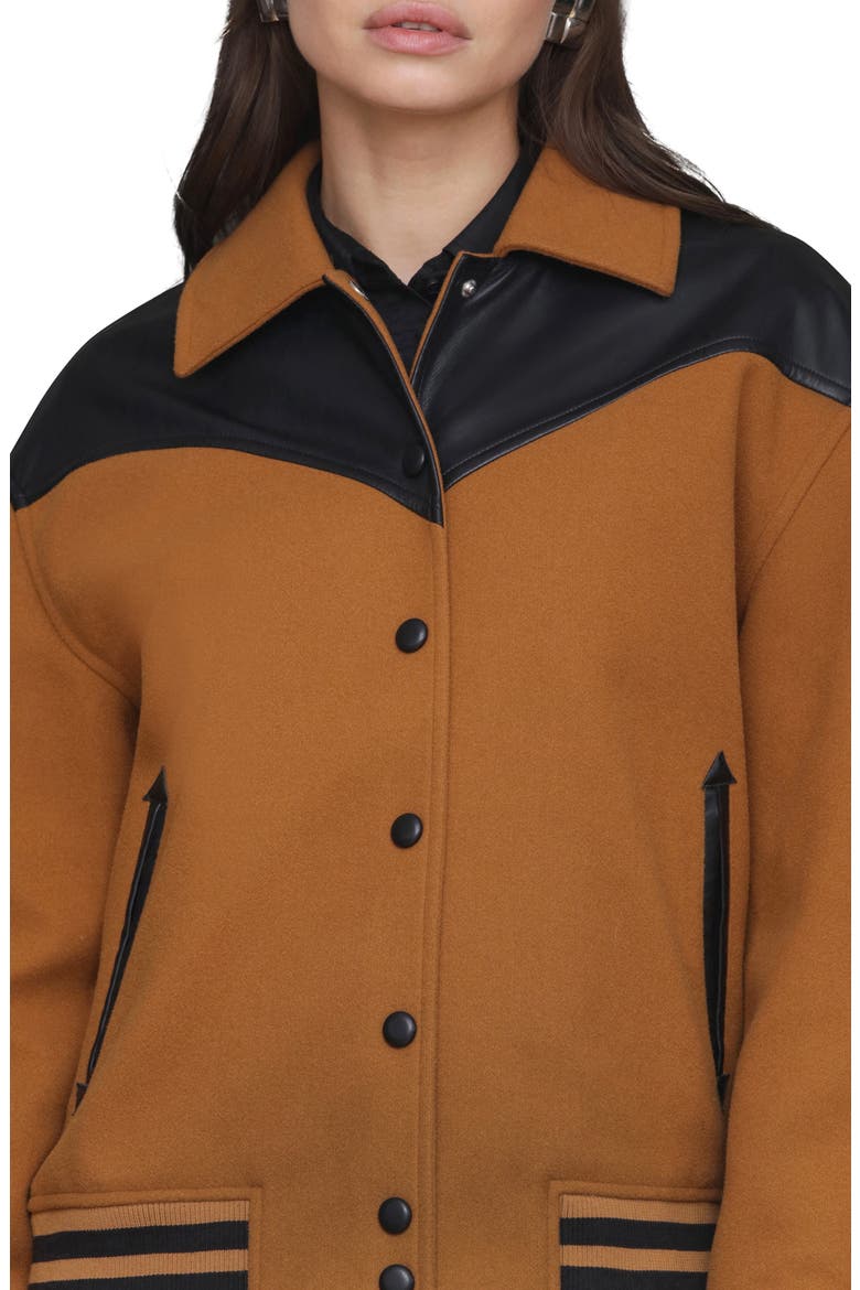 Oversize Western Varsity Jacket, Alternate, color, DARK CAMELBLACK