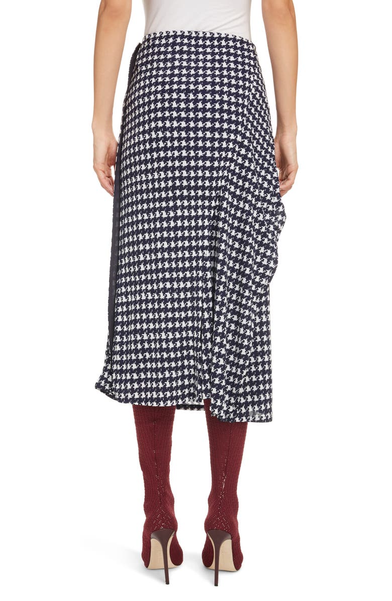 Victoria Beckham Houndstooth Print Wrap Midi Skirt, Alternate, color, 