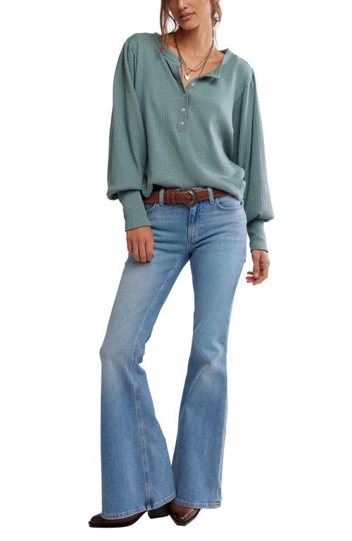 Free People Quinn Rib Henley Top In Green