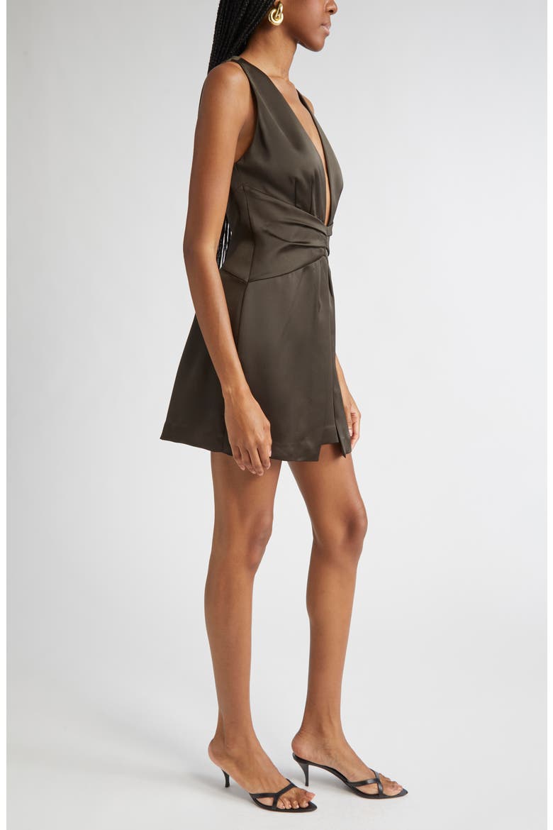 Cassea Plunge Minidress, Alternate, color, DEEP OLIVE