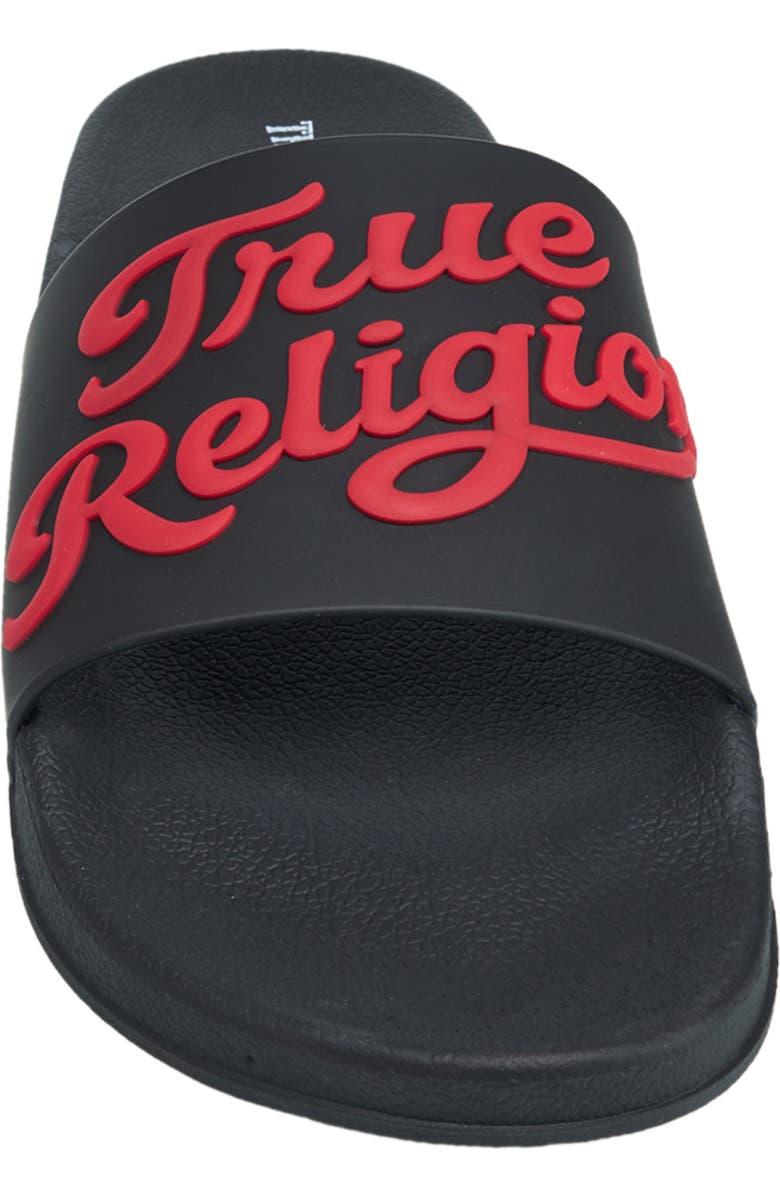 True Religion Drake Script Logo Pool Slide, Alternate, color, Black