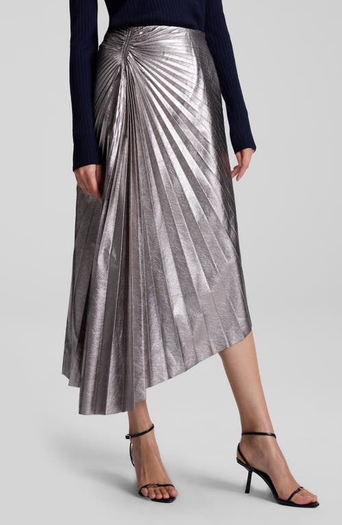 A.l.c . Tracy Asymmetric Hem Faux Leather Skirt In Smoky Silver