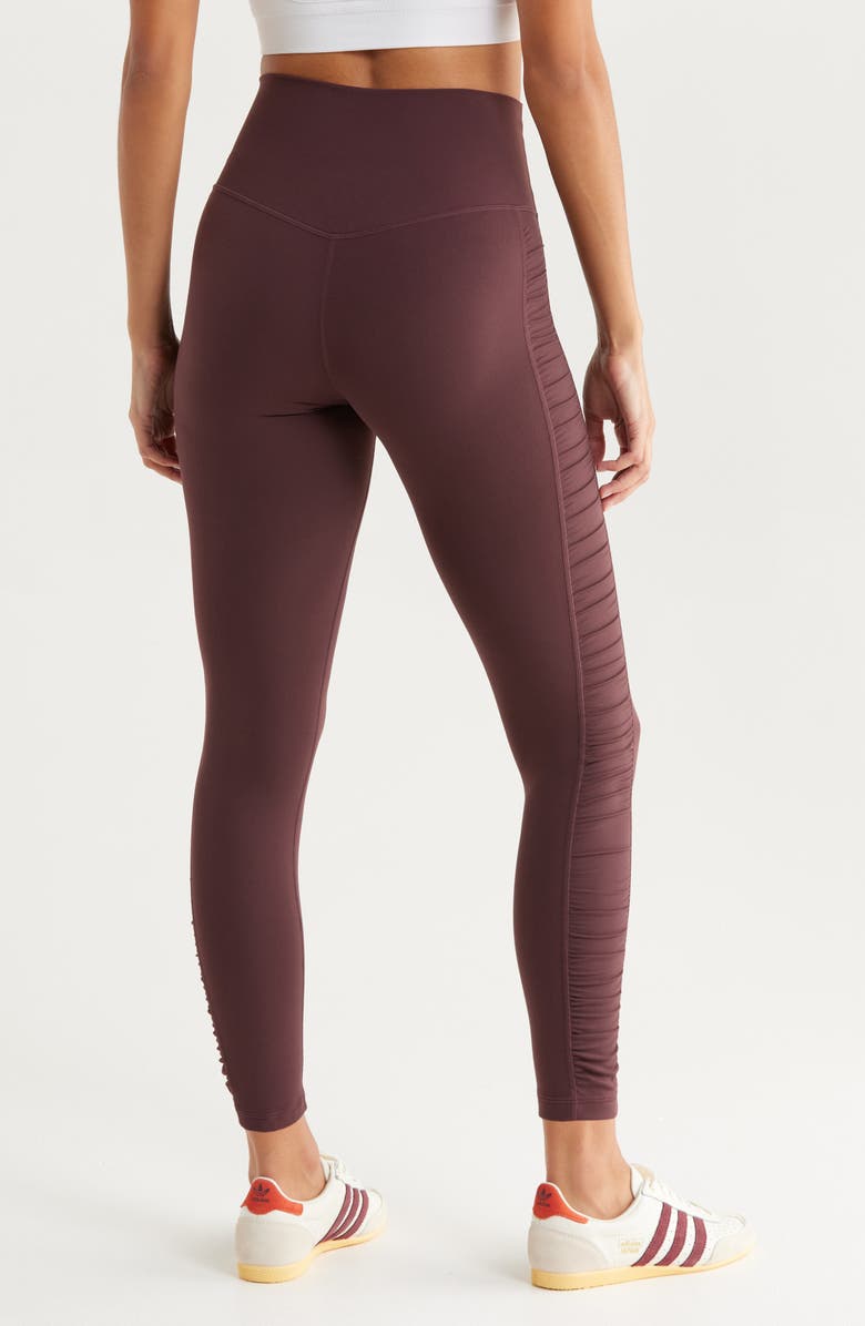 Zella Studio Luxe Ruched Leggings, Alternate, color, Burgundy Fudge
