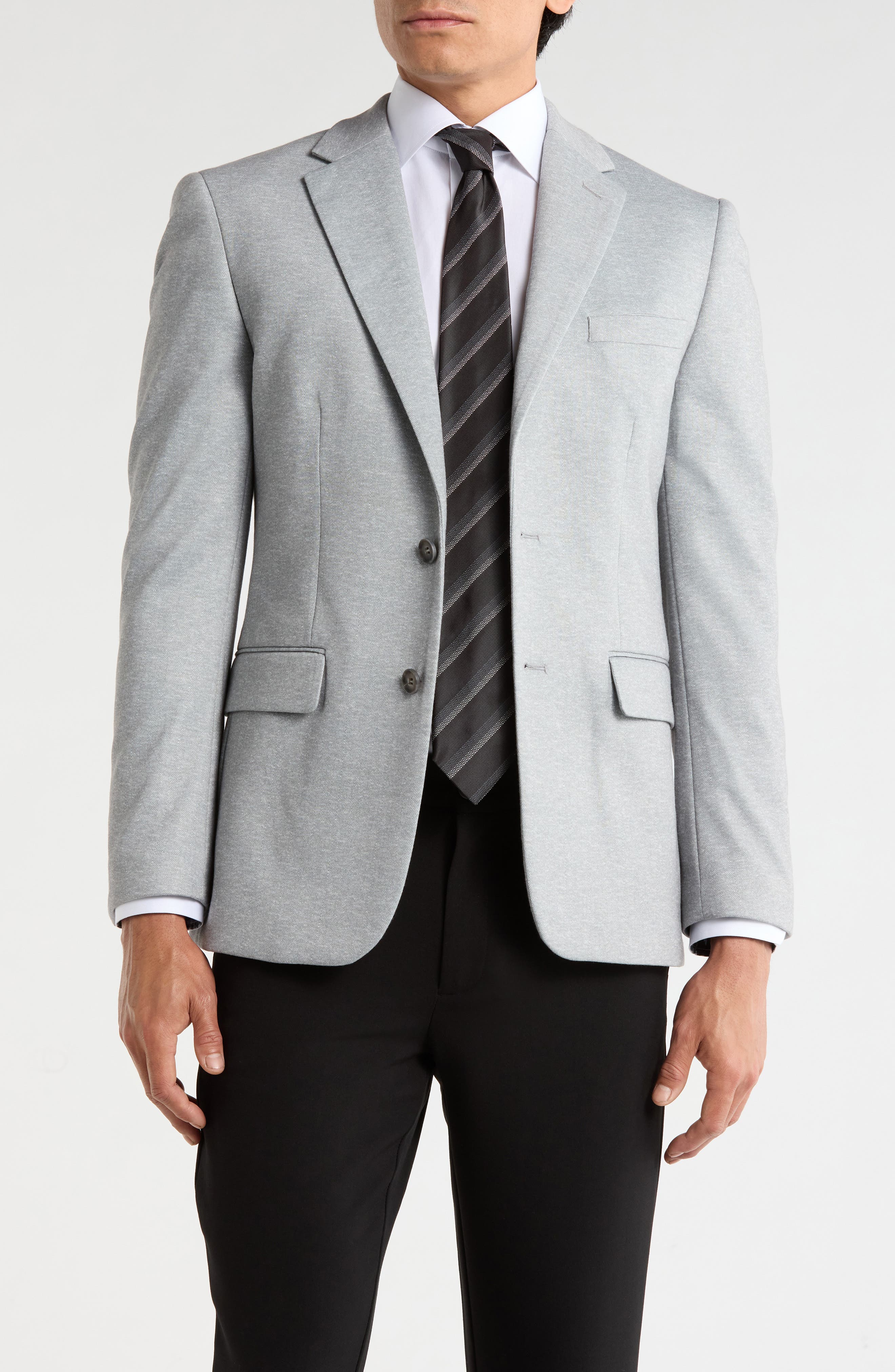 Slim Fit Herringbone Knit Sport Coat