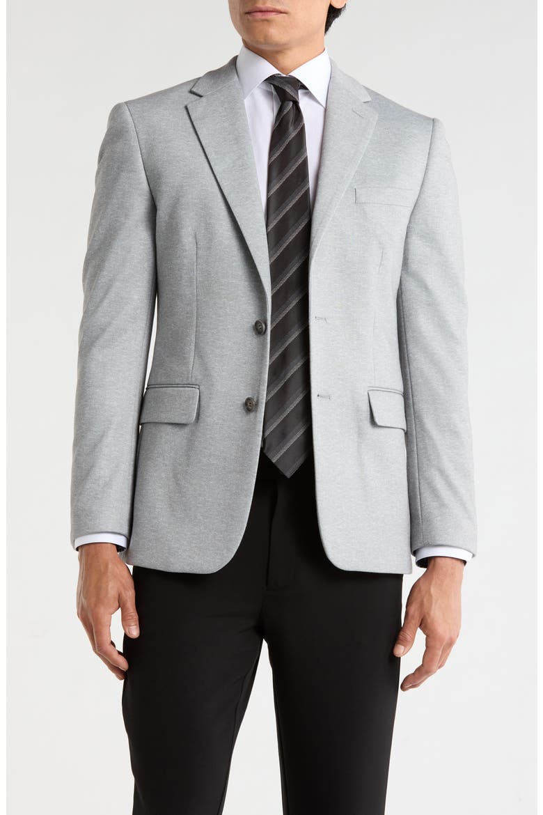Slim Fit Herringbone Knit Sport Coat, Main, color, GREY