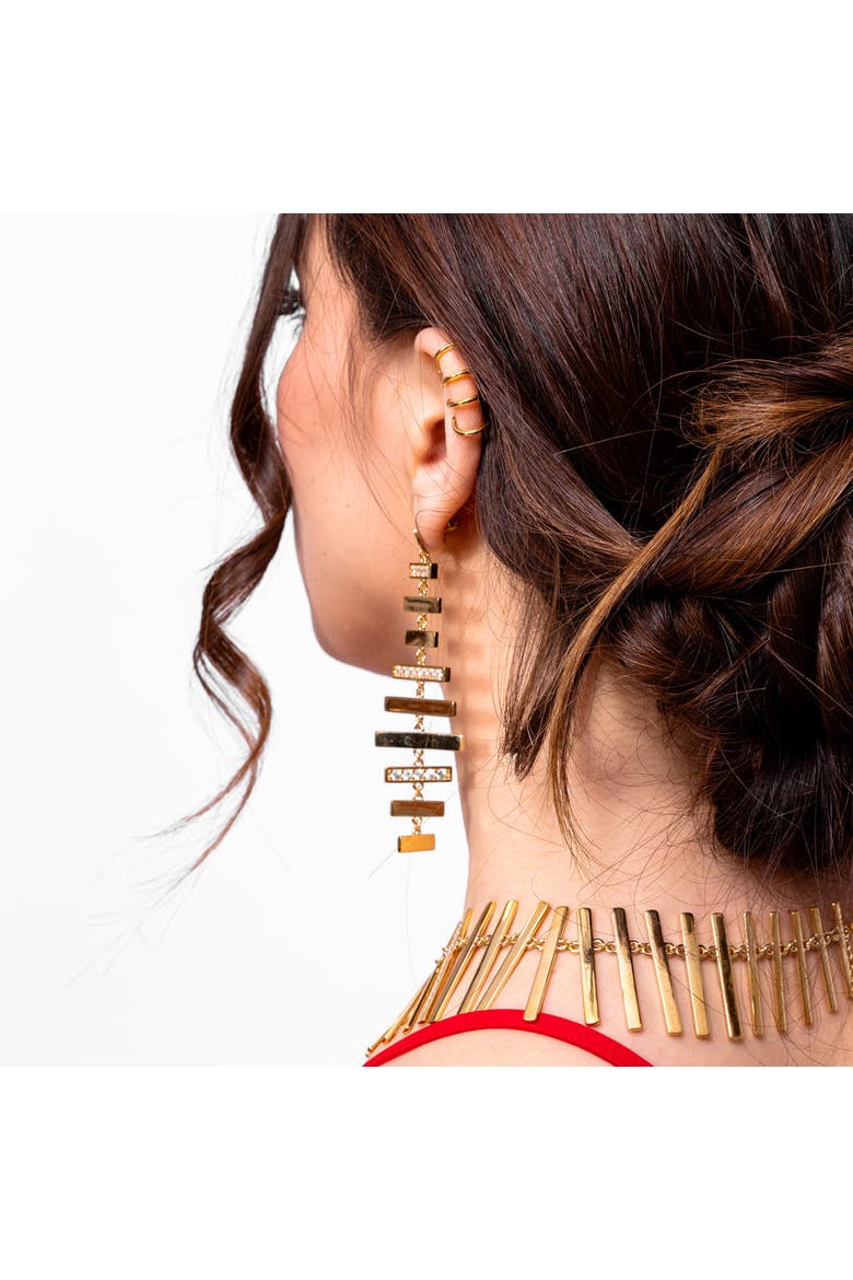 Wind Chime Earrings, Alternate, color, Gold