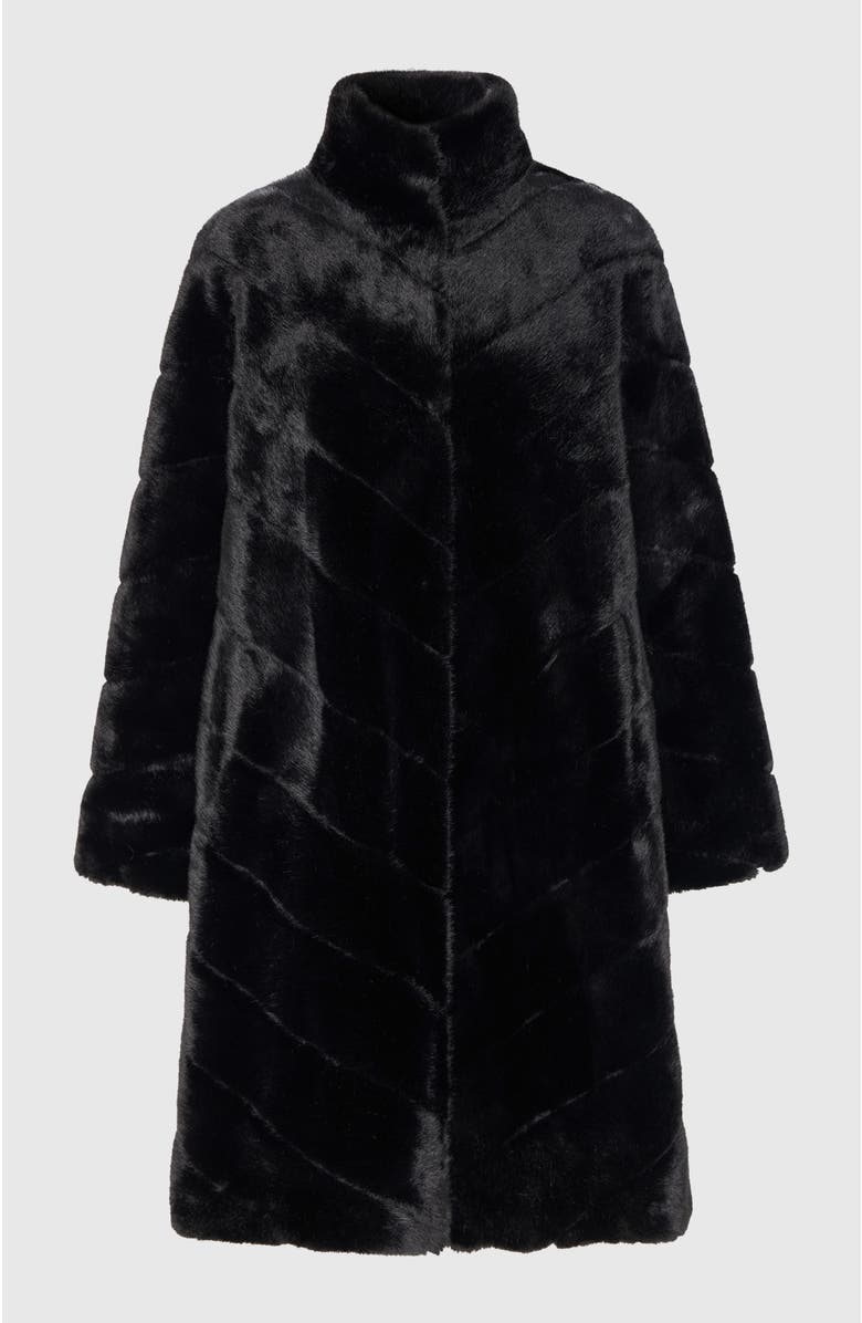 Lyla Grant Fur-Free Mink (Faux Fur) Short Coat, Alternate, color, Black