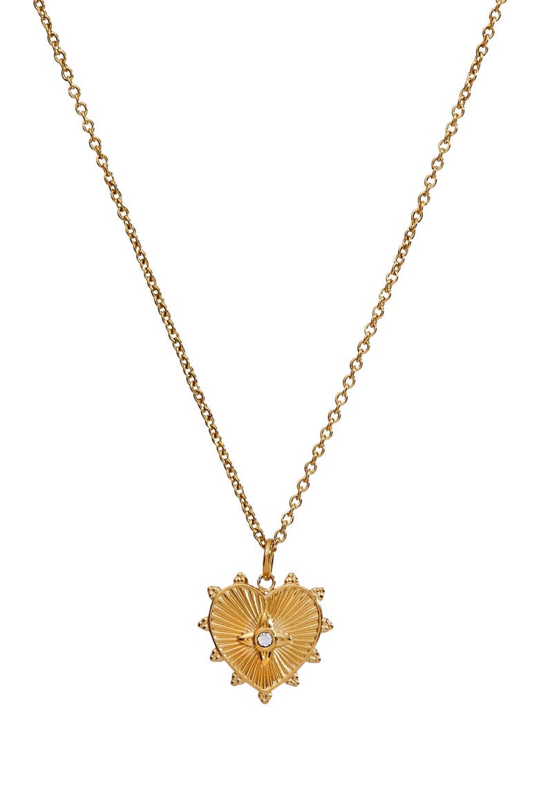 Heart Starburst Pendant Necklace, Main, color, Gold