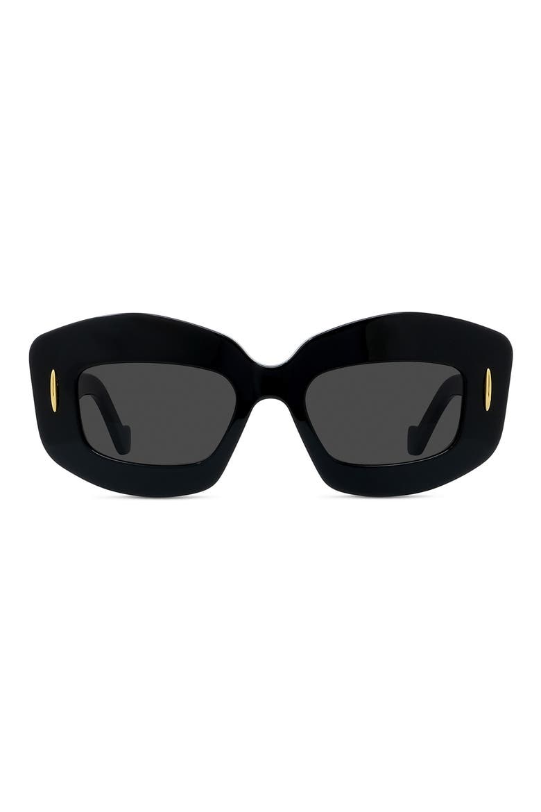 Silver Screen 49mm Rectangular Sunglasses, Main, color, BLACK