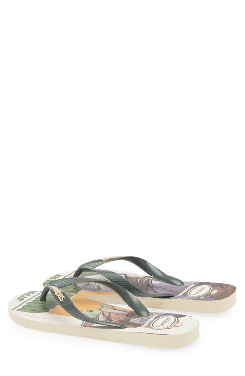 Havaianas Star Wars Flip Flop In Beige/dark Green