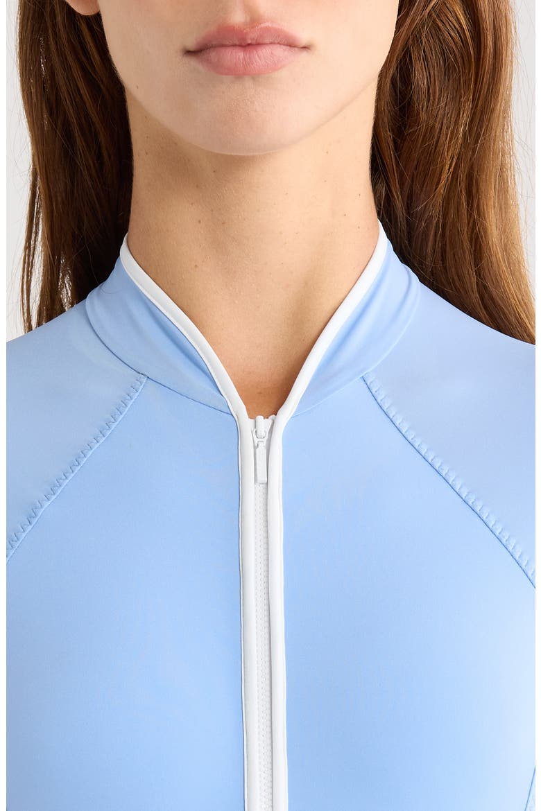 Tyra Raglan Sleeve One-Piece Rashguard Swimsuit, Alternate, color, CORNFLOWER