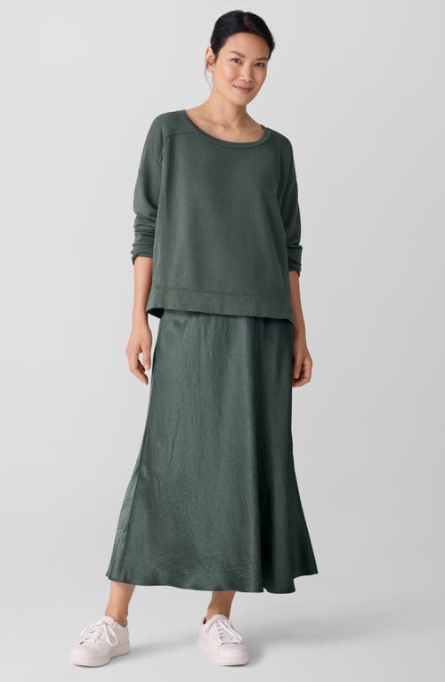 Eileen Fisher Ballet Neck Boxy Organic Cotton Sweatshirt In Green