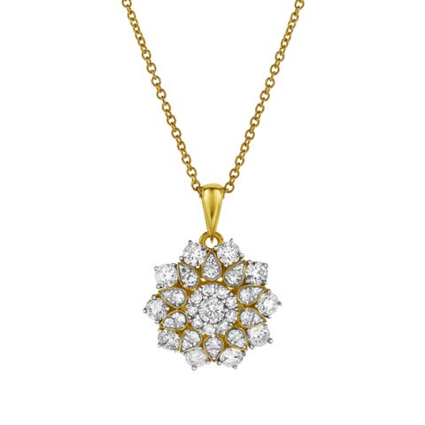 Flower of Life Diamond Pendant in 10K Yellow Gold