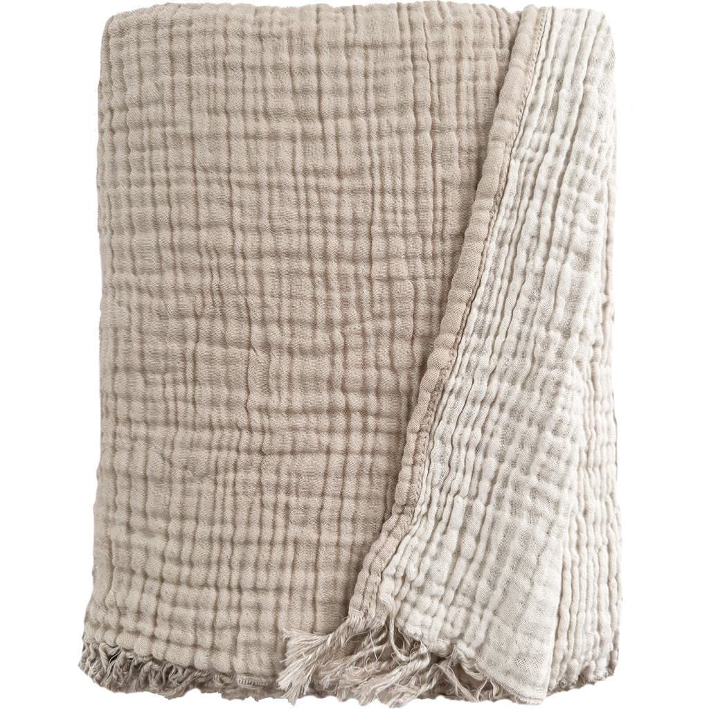 Anaya Crinkled Turkish Cotton Cuddle Throw In Brown