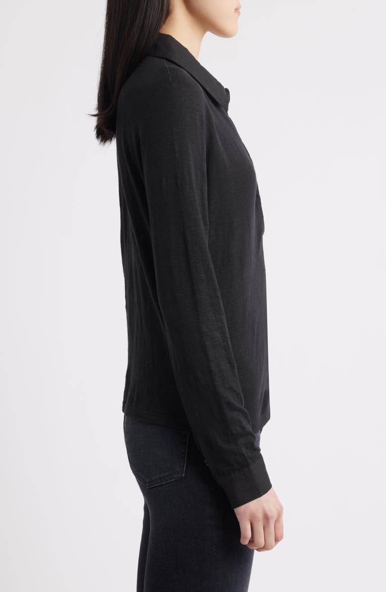 FRAME The Caddy Stretch Linen Polo, Alternate, color, Black