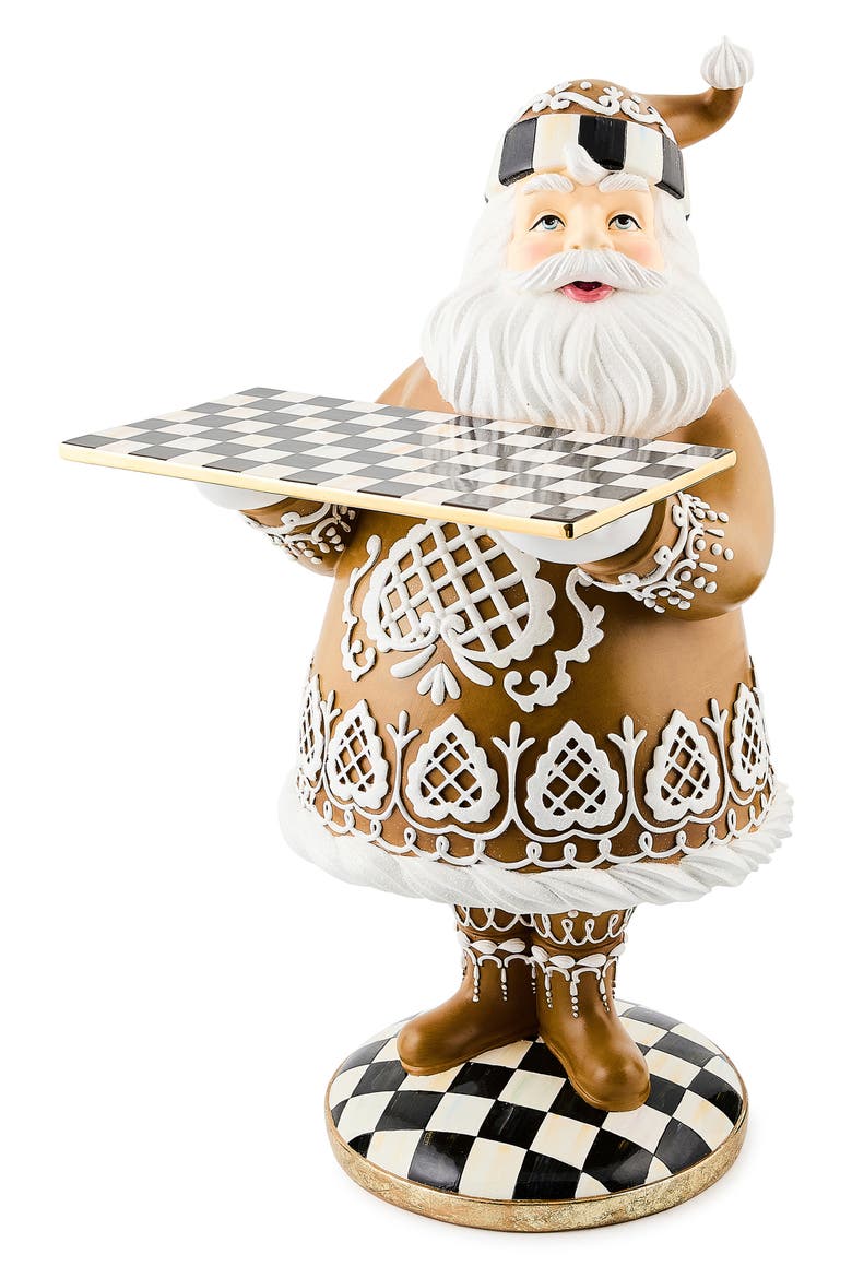 Gingerbread Santa Butler Handmade Figurine, Main, color, BROWN