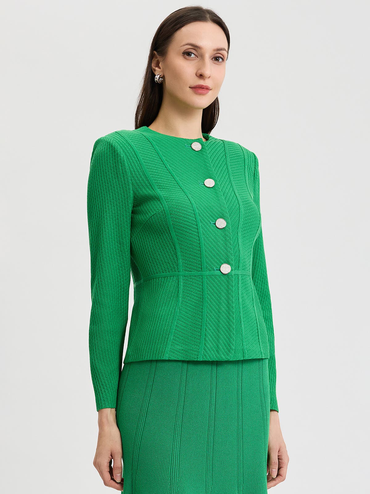 Tailored Tonal Princess Seam Knit Jacket - image 2