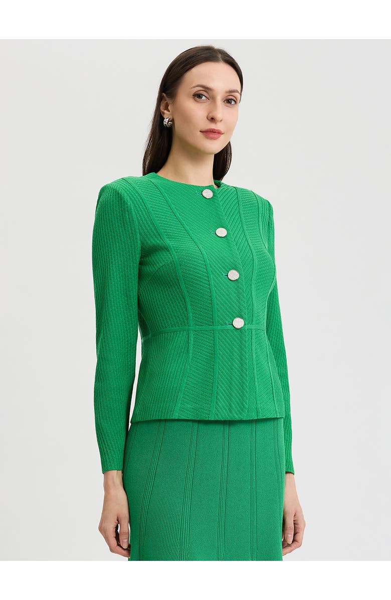 Misook Tailored Tonal Princess Seam Knit Jacket, Alternate, color, Clover Field