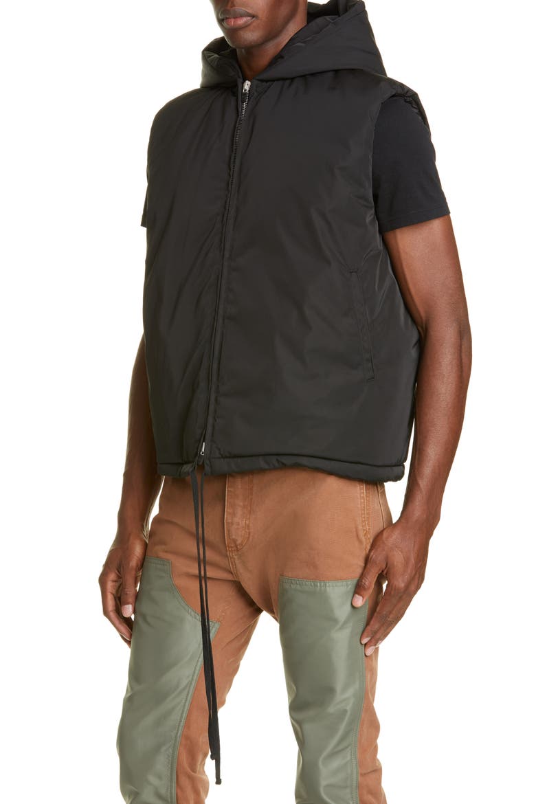Hooded Nylon Vest, Alternate, color, BLACK