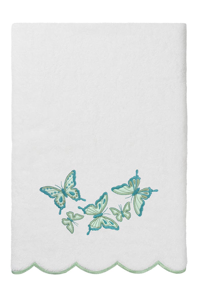 3-Piece Brittney Embroidered Turkish Cotton Towel Set, Alternate, color, WHITE/ GREEN