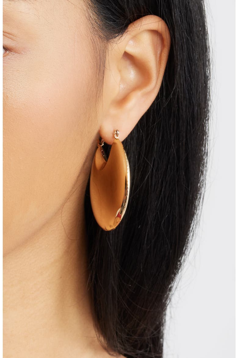 Puffy Polished Hoop Earrings, Alternate, color, GOLD