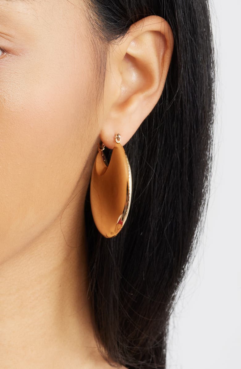 Open Edit Puffy Polished Hoop Earrings, Alternate, color, Gold