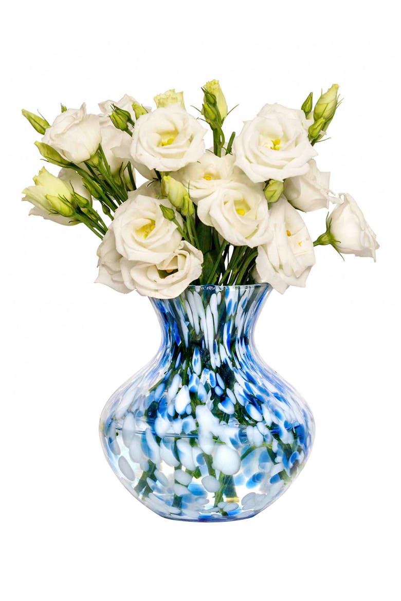 Puro 6-Inch Tortoiseshell Pattern Glass Vase, Alternate, color, BLUE