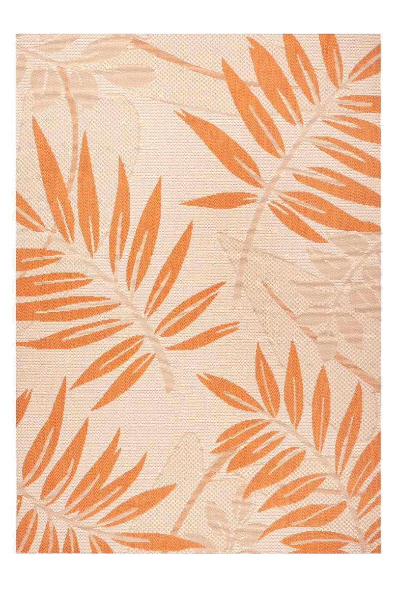 Havana Tropical Palm Leaf Indoor/Outdoor Area Rug, Alternate, color, Cream/Orange