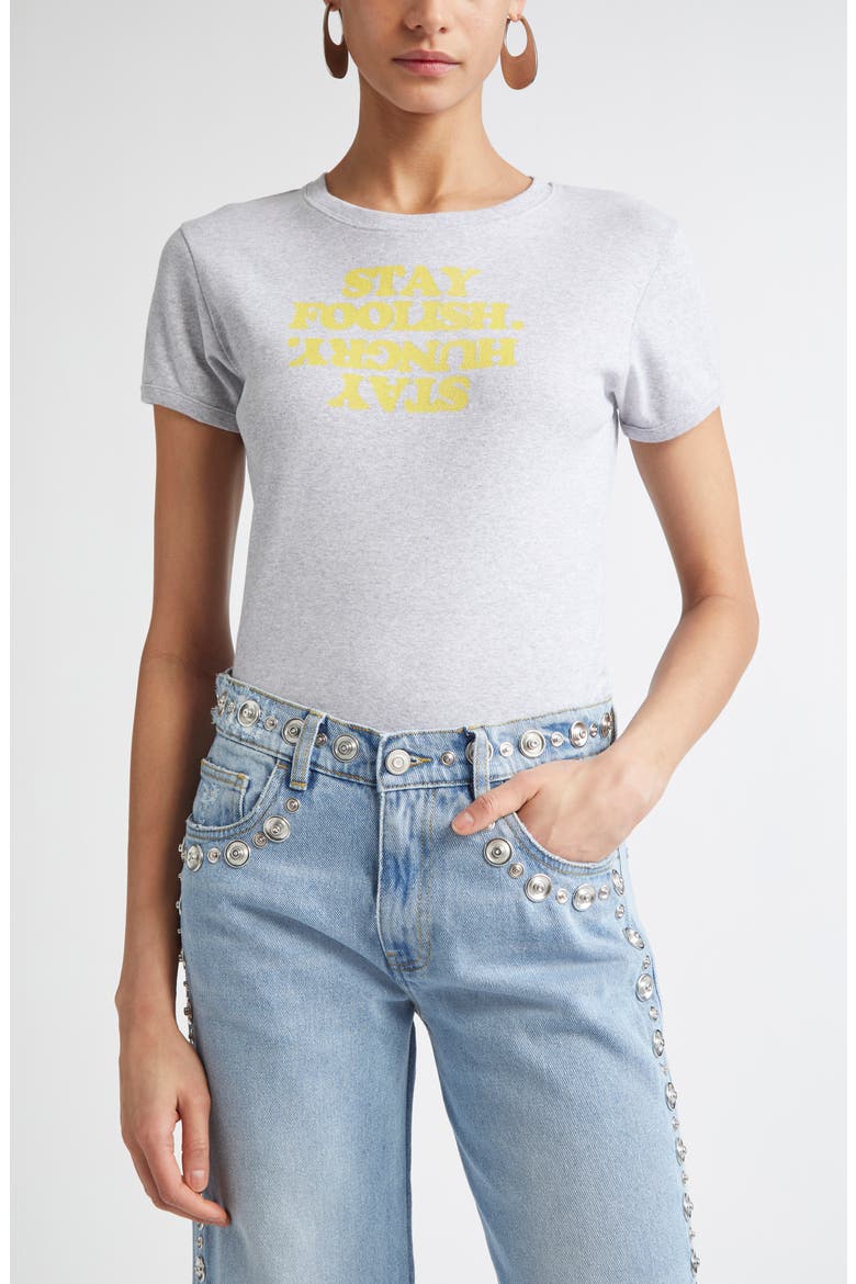 Stay Hungry Graphic T-Shirt, Main, color, GREY-YELLOW PRINT