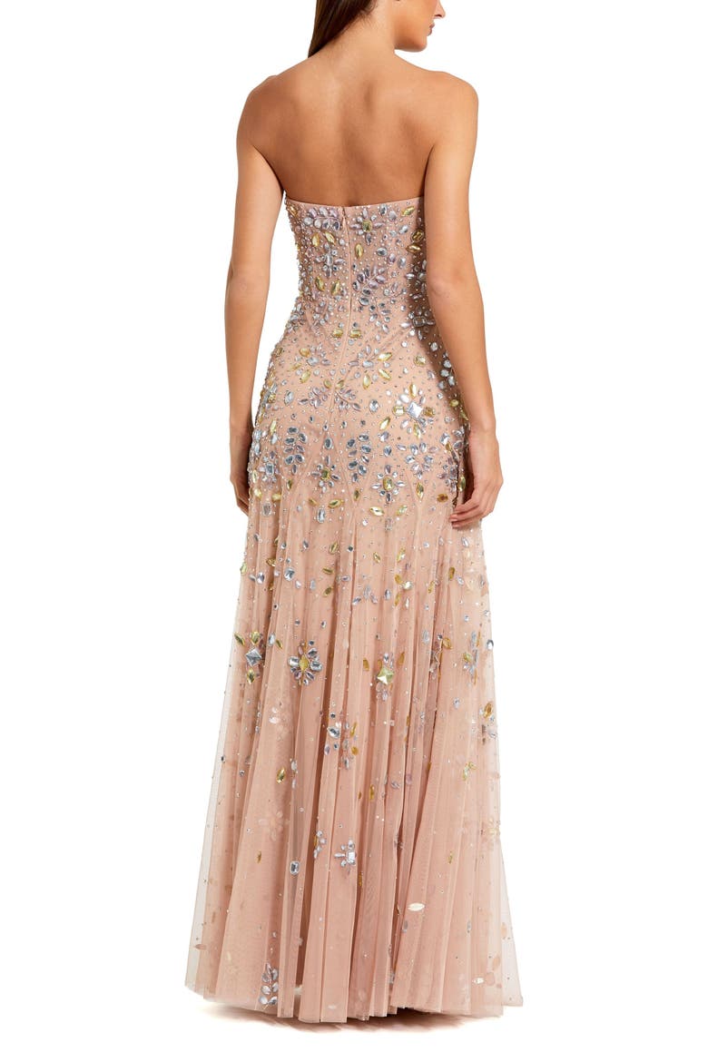 Strapless Sweetheart Embellished Net Gown, Alternate, color, Light Rose