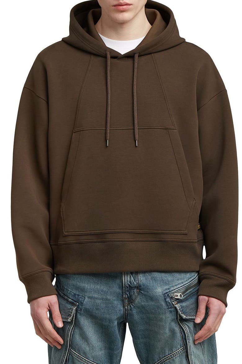 Loose Fit Scuba Knit Hoodie, Main, color, DEEP BROWN