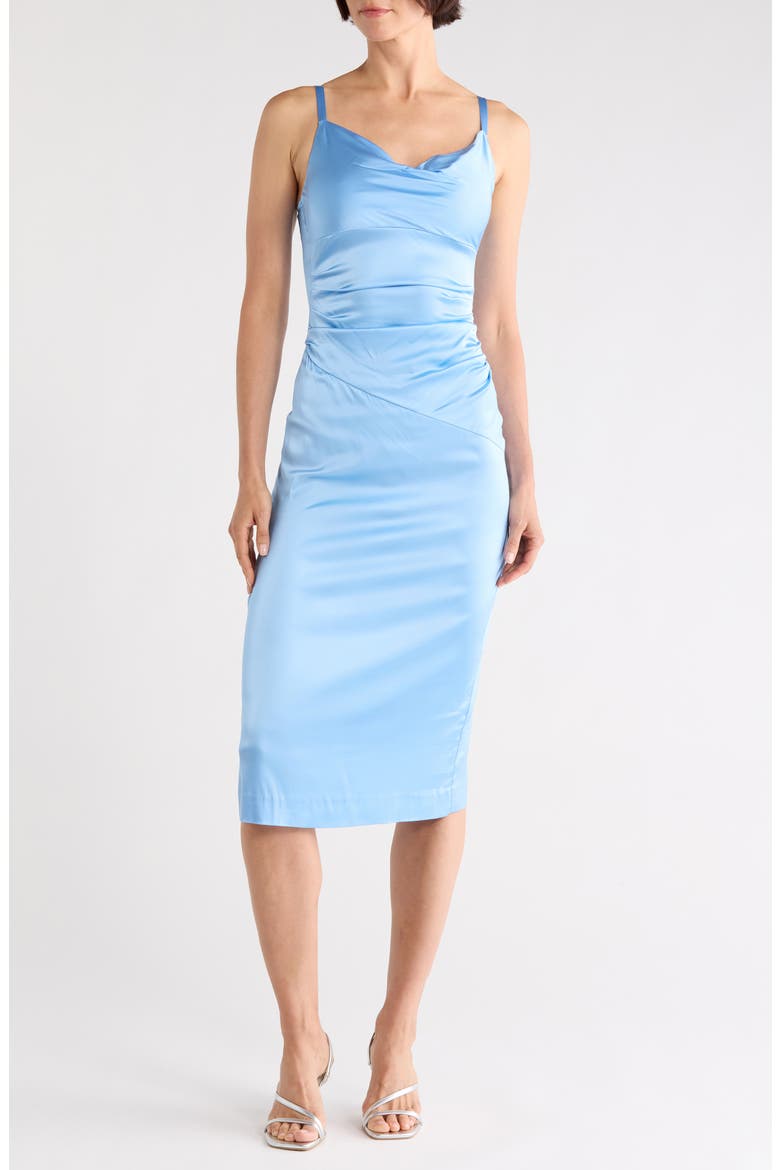 blue cowl neck slip dress Cowl Neck Dress