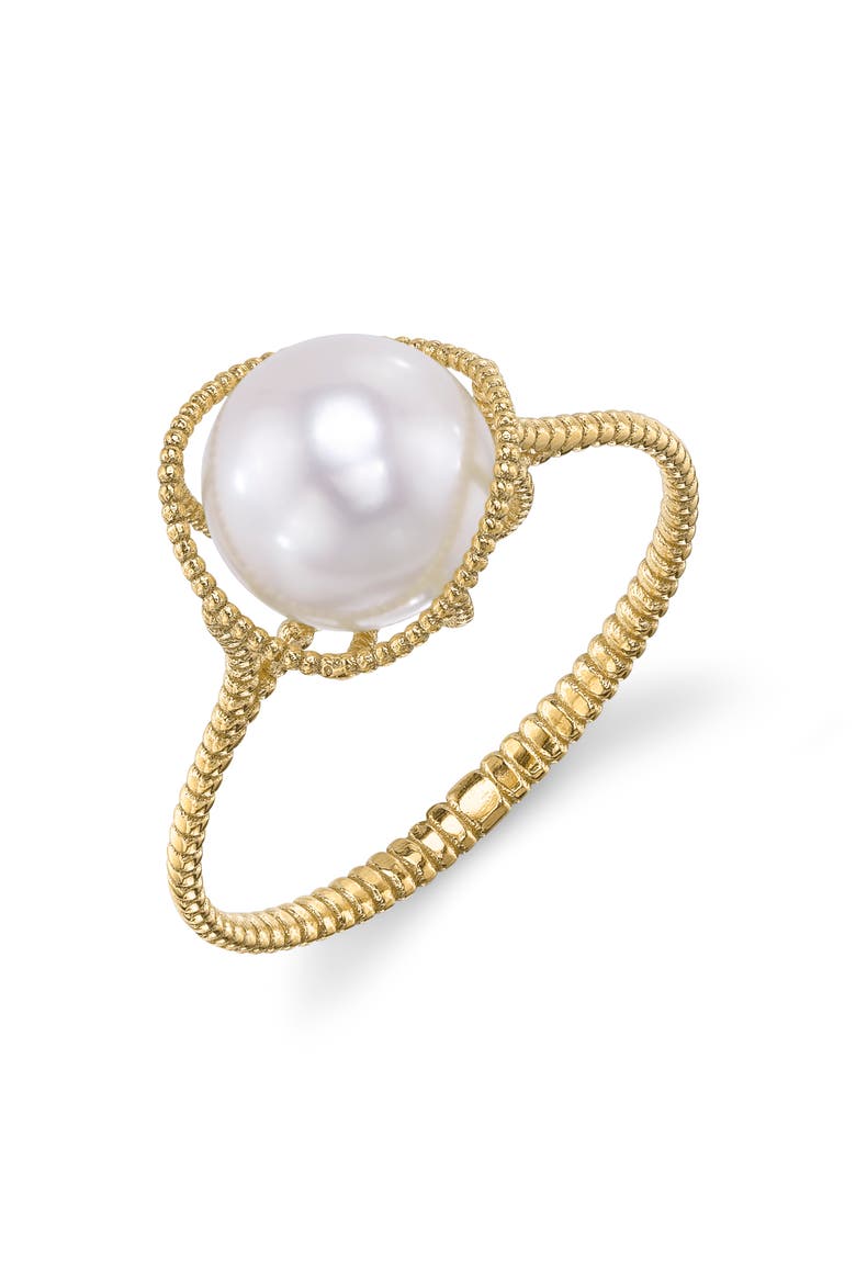 14K Gold Freshwater Pearl Raven Ring, Main, color, Yellow Gold