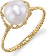 The Pearl Source 14K Gold Freshwater Pearl Raven Ring