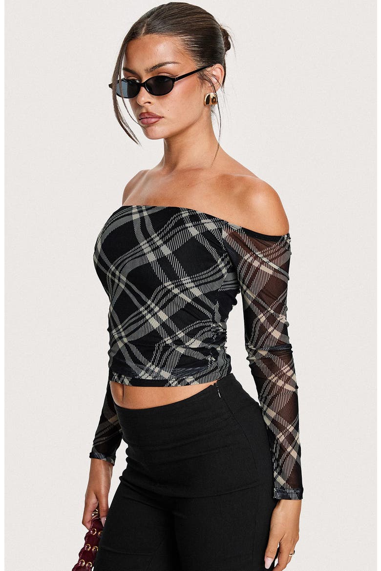 Siarah Off the Shoulder Mesh Top, Alternate, color, MULTI