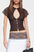 LIONESS Love Letters Lace Keyhole Top