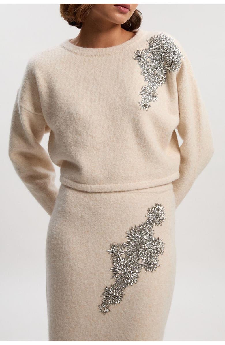 Karen Millen Wool Embellished Crew Neck Jumper, Alternate, color, 