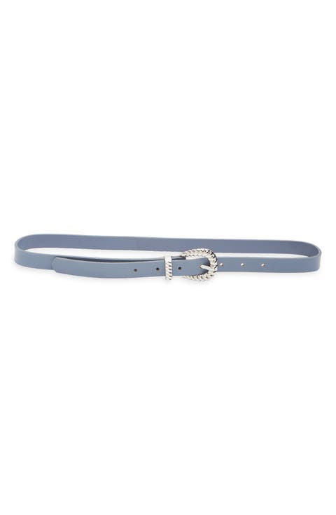 Scalloped Buckle Skinny Belt