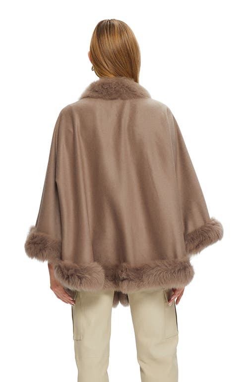 Gorski Wool And Cashmere Cape With Lamb Trim In Nude