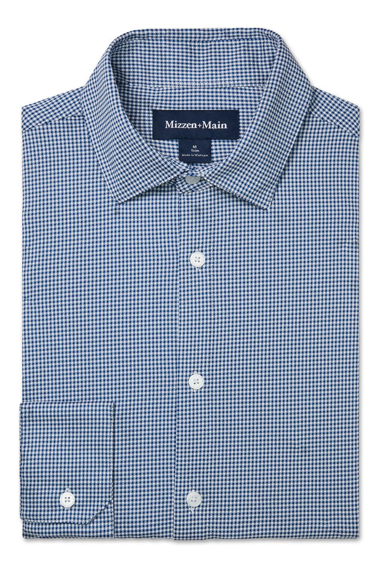 Halyard Trim Fit Gingham Button-Up Shirt, Alternate, color, NAVY PETER GINGHAM