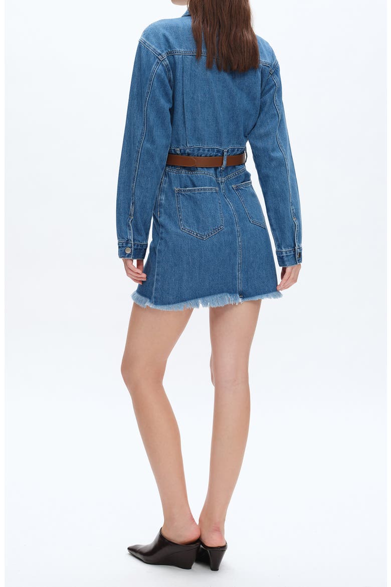 Resa Long Sleeve Fray Hem Denim Mini Shirtdress, Alternate, color, MEDIUM BLUE