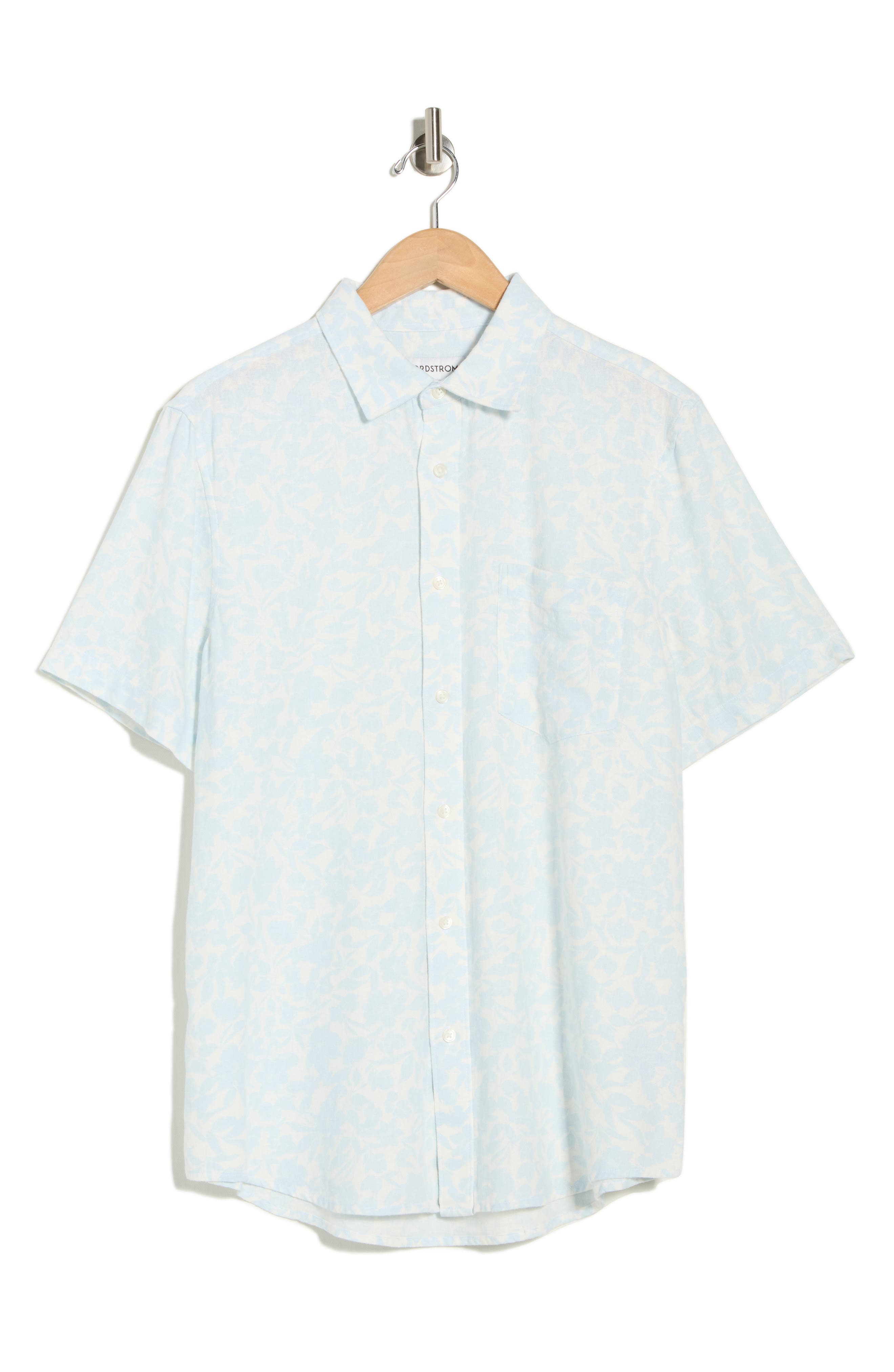 Nordstrom Short Sleeve Linen Blend Button-Up Shirt