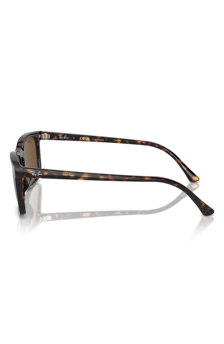 Ray-Ban 56mm Polarized Rectangular Sunglasses, Alternate, color, Havana
