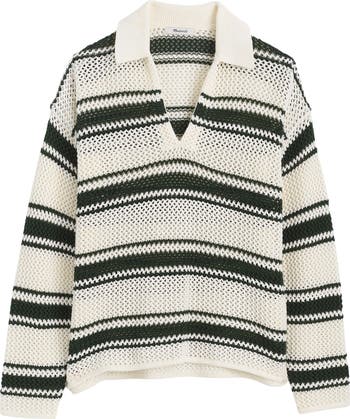 ★★ ★★ Striped open collar sweater T22F1KTO0 Madewell Stripe Johnny Collar Open Stitch Sweater | Nordstrom