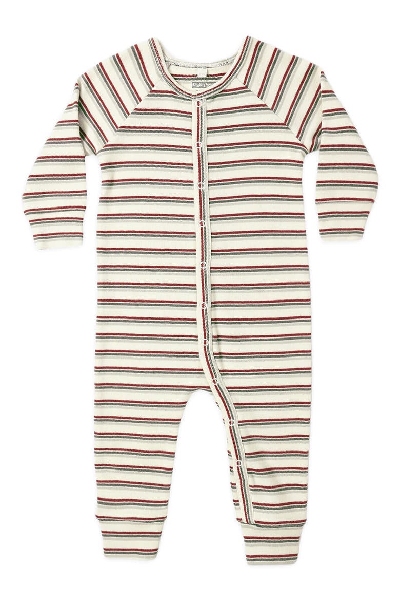 Kids' Organic Cotton Long John Pajamas, Main, color, HOLIDAY STRIPE