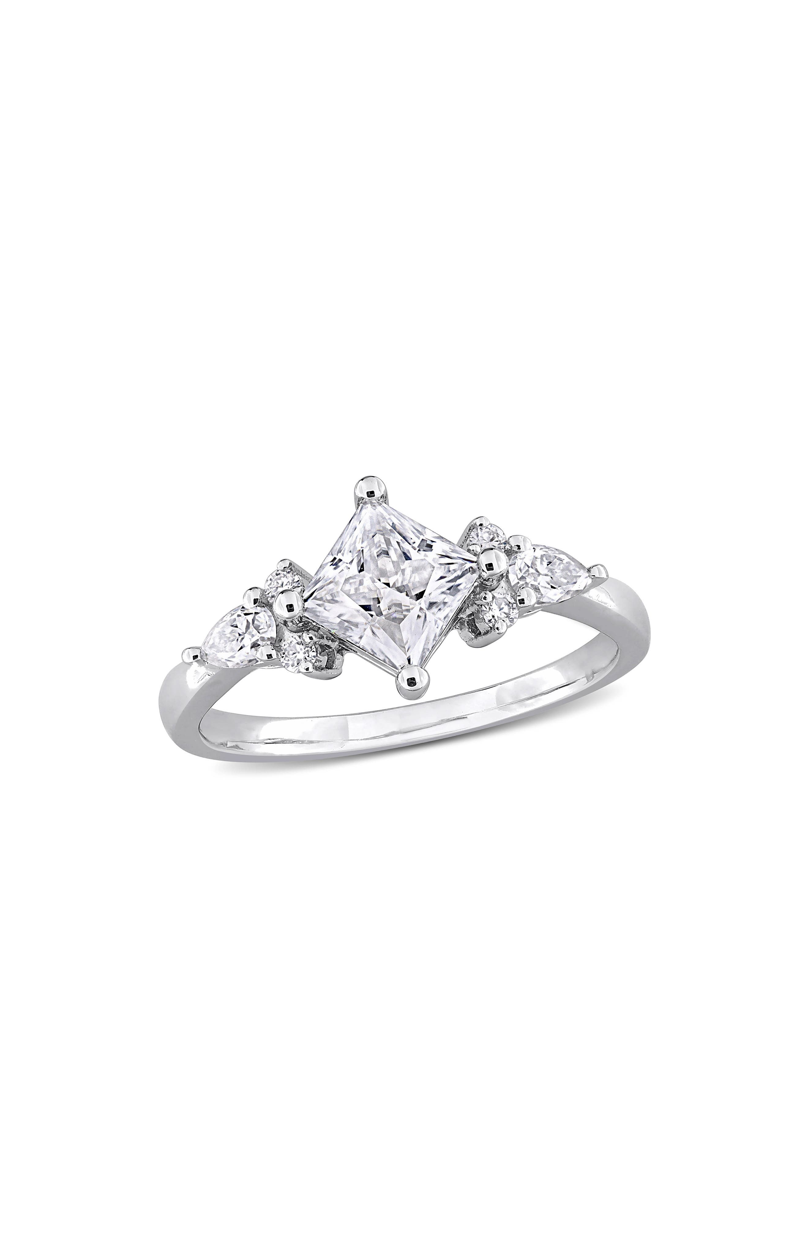 DELMAR Princess Cut Lab-Created Moissanite Ring