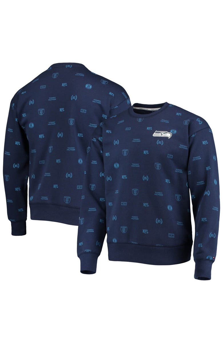Tommy Hilfiger Men's Tommy Hilfiger College Navy Seattle Seahawks Reid Graphic Pullover Sweatshirt, Main, color, Navy