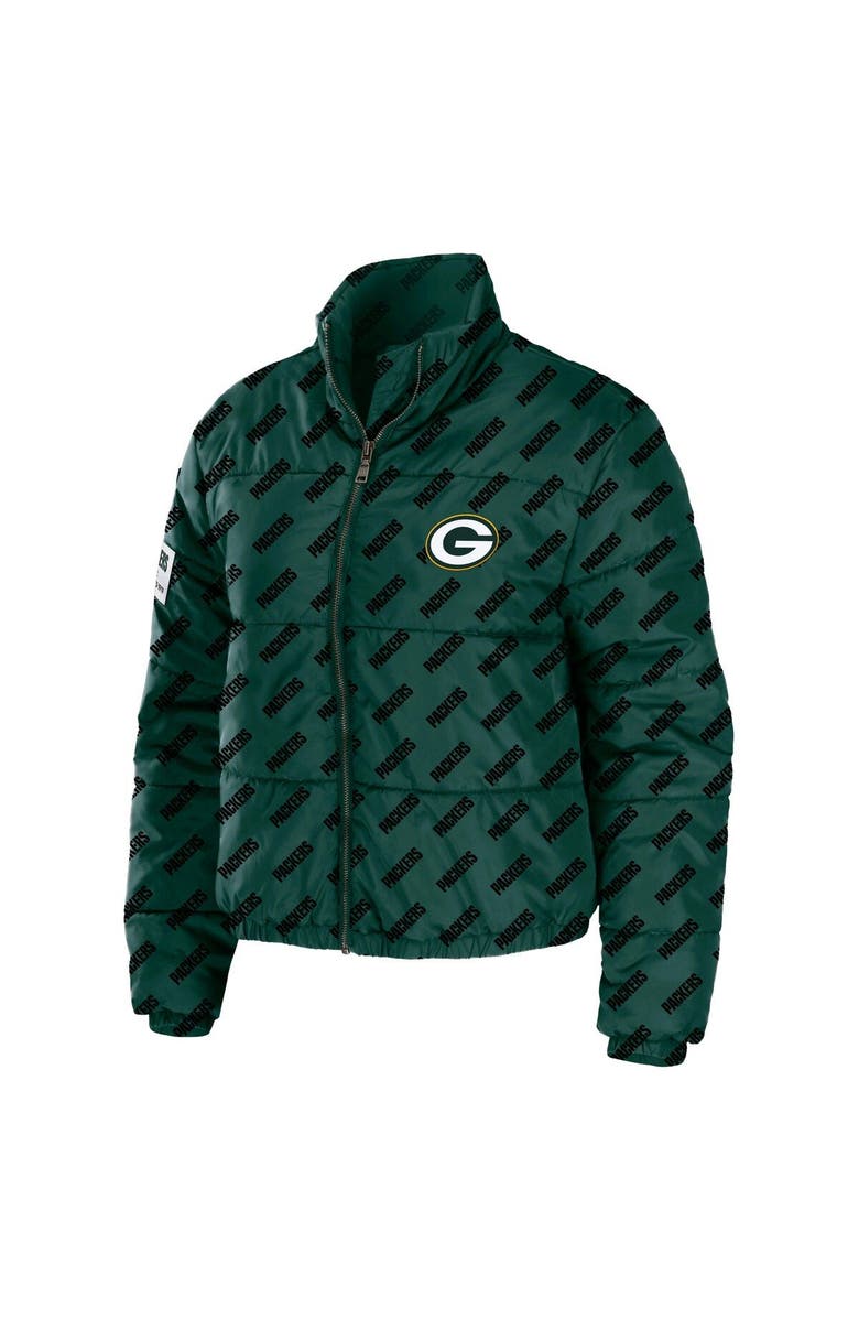 WEAR by Erin Andrews Women's WEAR by Erin Andrews Green Green Bay Packers Puffer Full-Zip Cropped Jacket, Alternate, color, Green